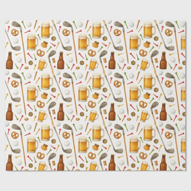 Golf and Beer for Golfer  Geschenkpapier (Flach)