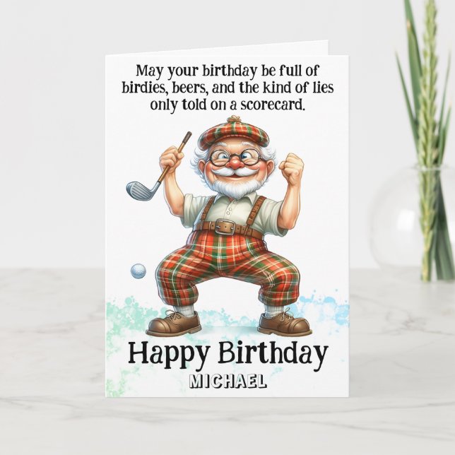 *~* Golf AP94 Senior Fun Spaß Man Birthday Card Dankeskarte (Vorderseite)