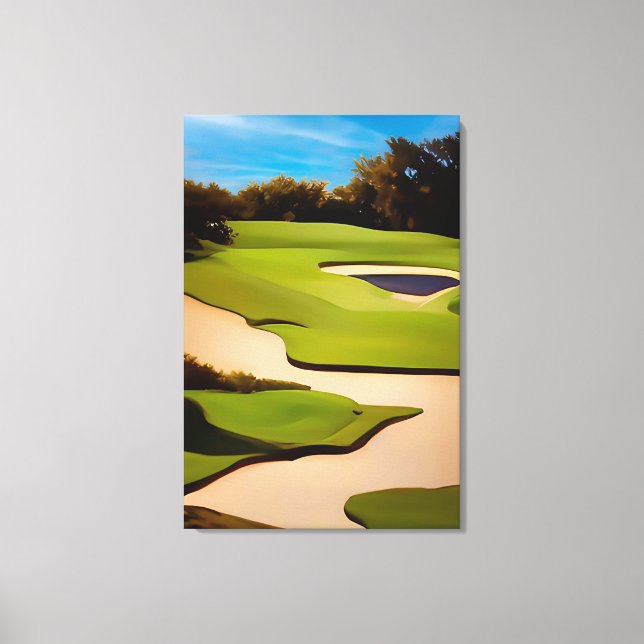 Golf Art Painting of Golf Golfing Golfer Fine Art Leinwanddruck (Vorderseite)