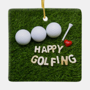 Golf auf grünem Gras Happy Golfing Keramikornament