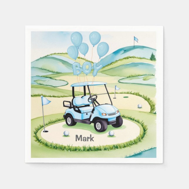Golf Baby Boy Blue Themed Serviette (Vorderseite)