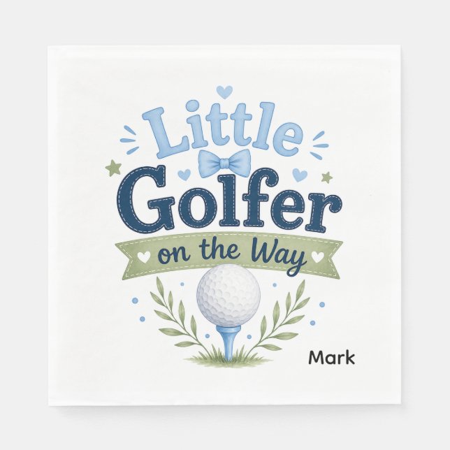 Golf Baby Boy Golfball Wasserfarben  Serviette (Vorderseite)