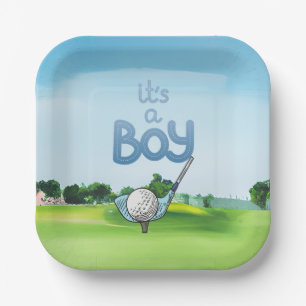 Golf Baby Dusche für Junge Pappteller