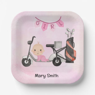 Golf Baby Girl for Baby Dusche auf rosa Pappteller