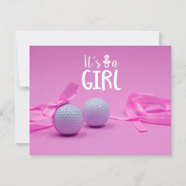 Golf Baby Girl's Girl on Pink Background Einladung (Vorderseite)