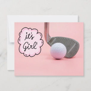 Golf Baby Girl's Girl on Pink Background Einladung