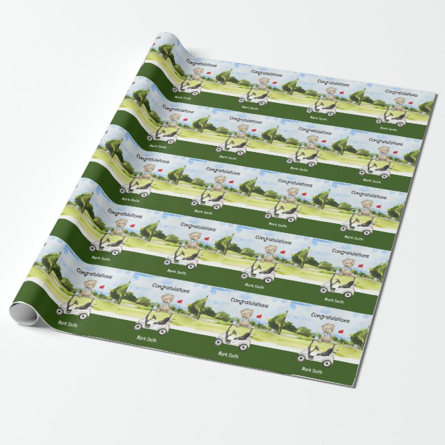 Golf Baby Glückwunsch Geschenkpapier (Ungerollt)