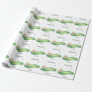 Golf Baby Gratulation  Geschenkpapier