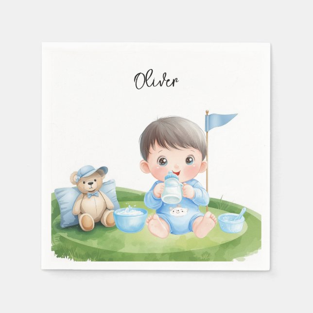 Golf-Baby-Junge auf Putting-Green  Serviette (Vorderseite)