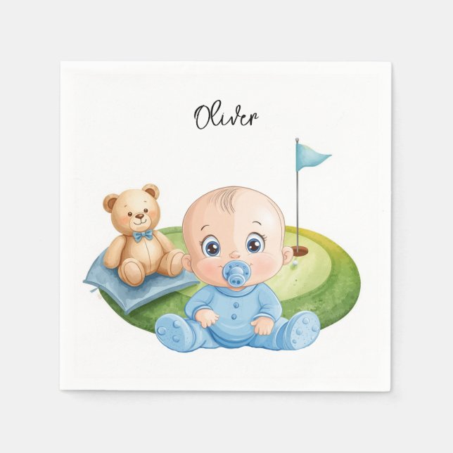 Golf-Baby-Junge auf Putting-Green  Serviette (Vorderseite)
