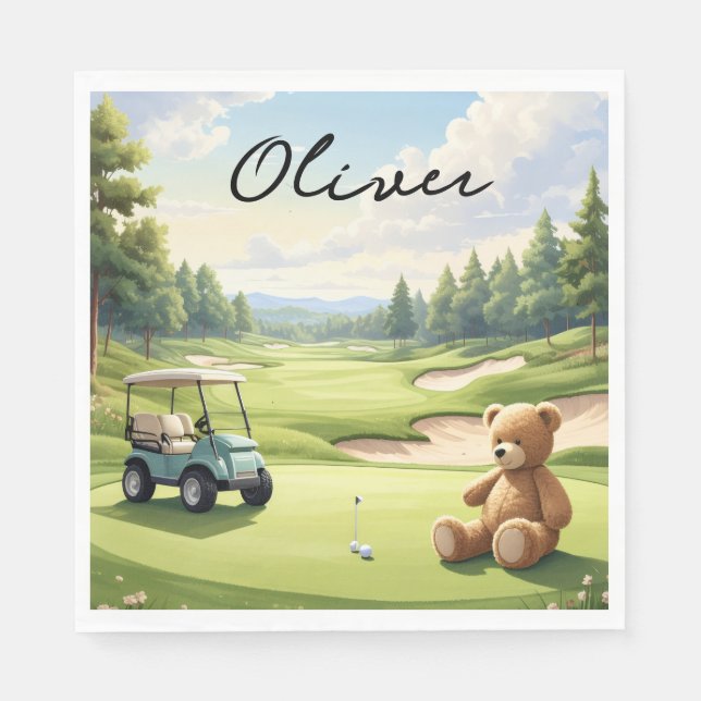Golf-Baby-Junge auf Putting-Green  Serviette (Vorderseite)