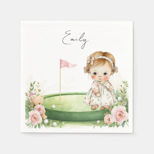 Golf Baby Mädchen auf Putting Grünfläche Serviette