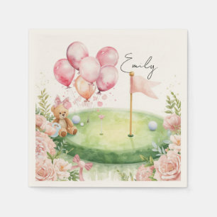 Golf Baby Mädchen auf Putting Grünfläche Serviette