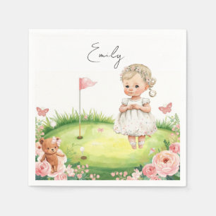 Golf Baby Mädchen auf Putting Grünfläche Serviette
