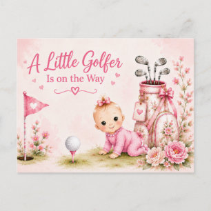 Golf-Baby-Mädchen in Rosa-Thema für Golfer Postkarte