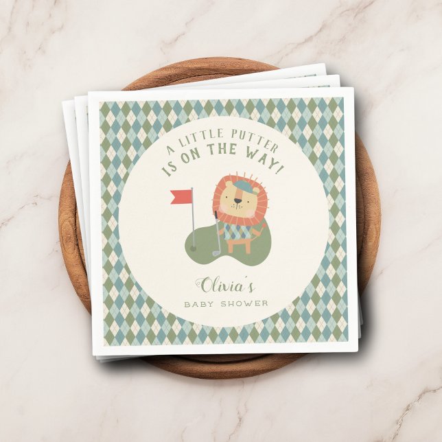 Golf Baby Shower A Little Putter Preppy Argyle   Serviette (A stylish finishing touch for your “Little Putter” golf themed baby shower celebration.)