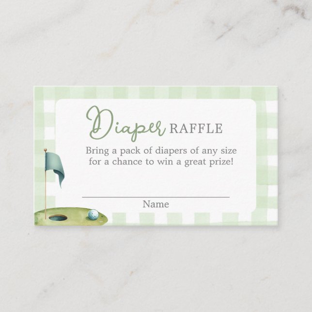 Golf Baby Shower Diaper Raffle Card Begleitkarte (Vorderseite)