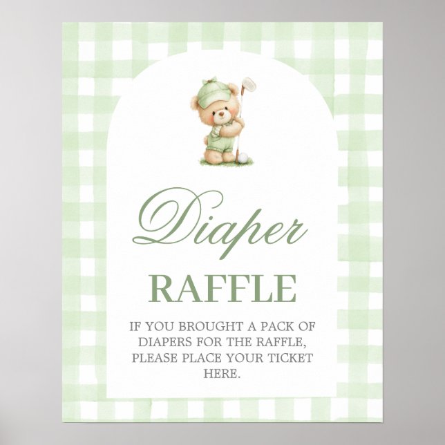 Golf baby shower Diaper Raffle sign Poster (Vorne)