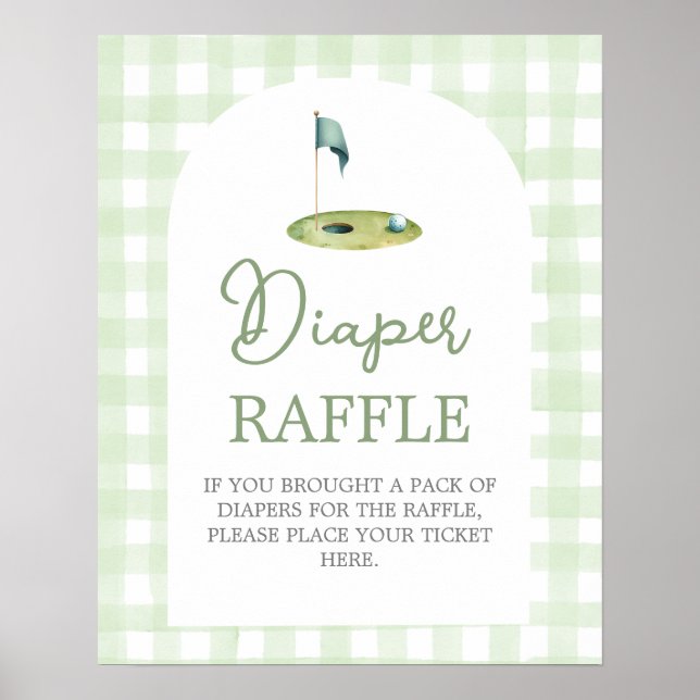 Golf baby shower Diaper Raffle sign Poster (Vorne)
