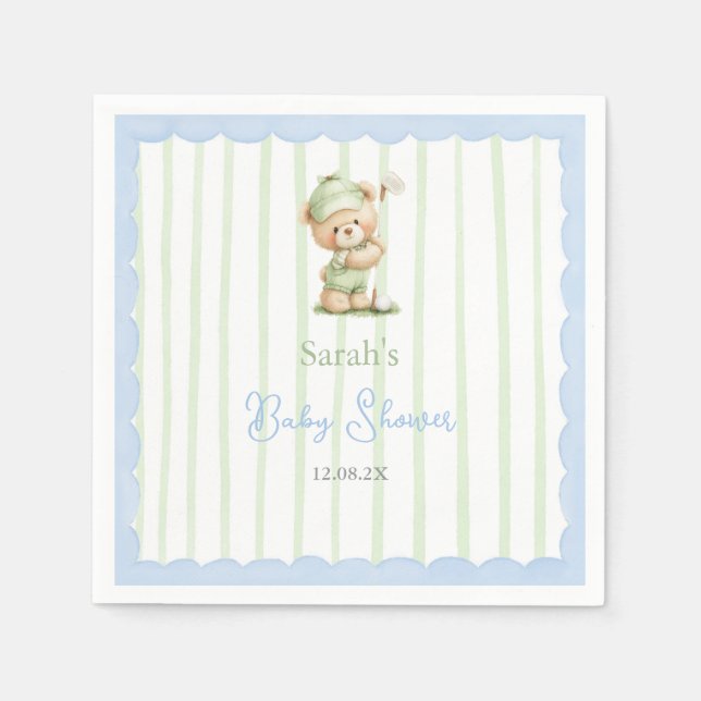 Golf Baby Shower Napkins Serviette (Vorderseite)