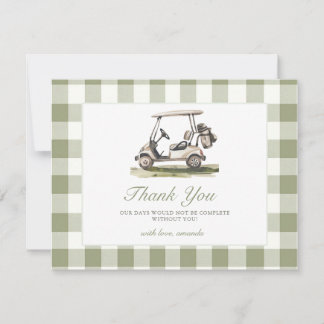 Golf Baby Shower Sage Green Gingham Baby Shower Dankeskarte