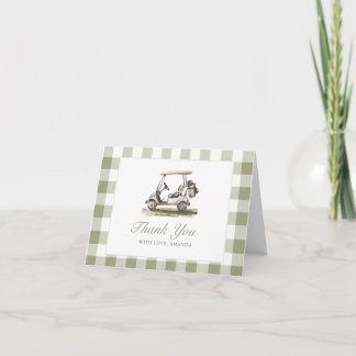Golf Baby Shower Sage Green Gingham Baby Shower Dankeskarte