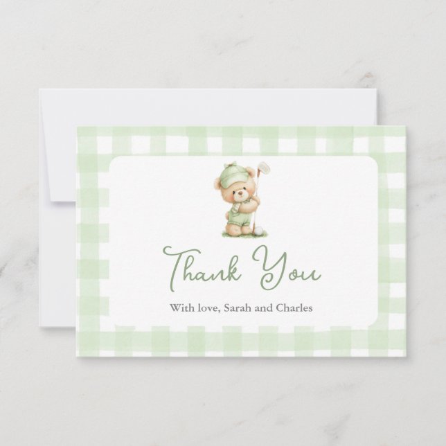 Golf  Baby Shower Thank You Card Dankeskarte (Vorderseite)