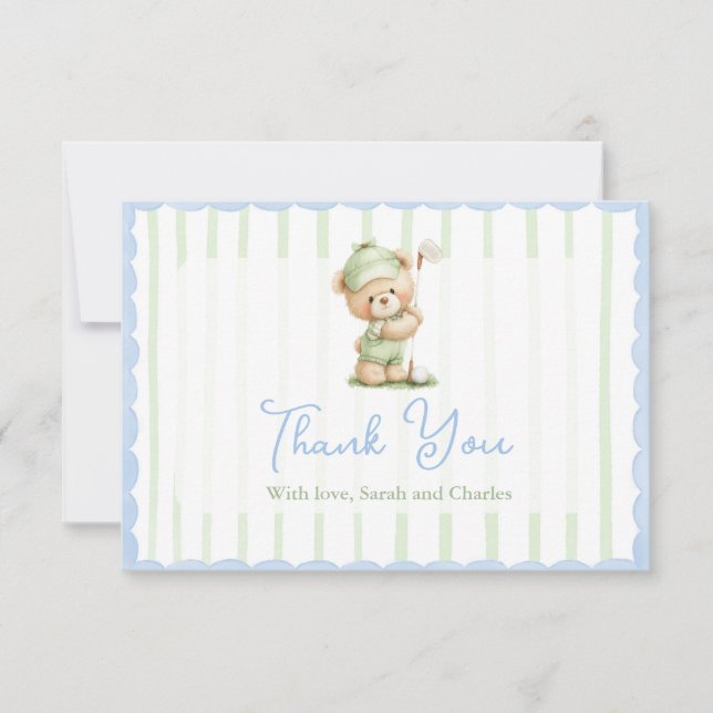 Golf  Baby Shower Thank You Card Dankeskarte (Vorderseite)