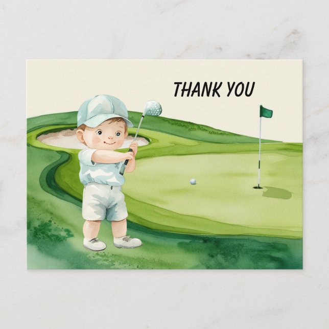 Golf-Baby-Shower Thema Junge  Postkarte (Vorderseite)