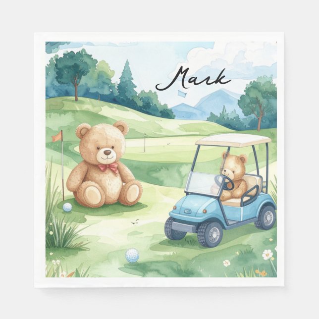 Golf-Babyboy auf Putting-Green  Serviette (Vorderseite)