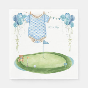 Golf-Babyboy auf Putting-Green Serviette