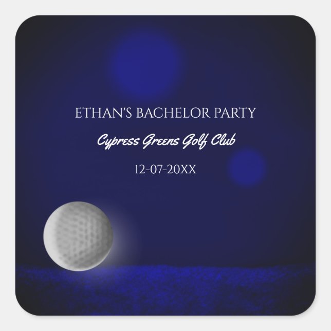 Golf Bachelor Party - Golfen Ausflug Navy Blue Gol Quadratischer Aufkleber (Vorderseite)