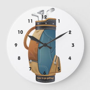 Golf Bag Design Wall Clock Große Wanduhr