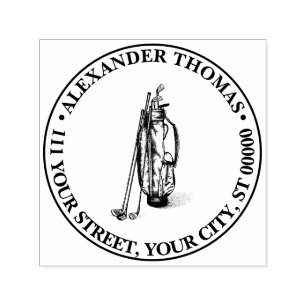 Golf Bag Golf Clubs Black Name Rücksendeadresse Permastempel