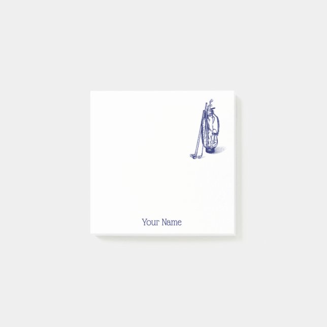 Golf Bag Golf Clubs Blue Post-it Klebezettel (Vorderseite)