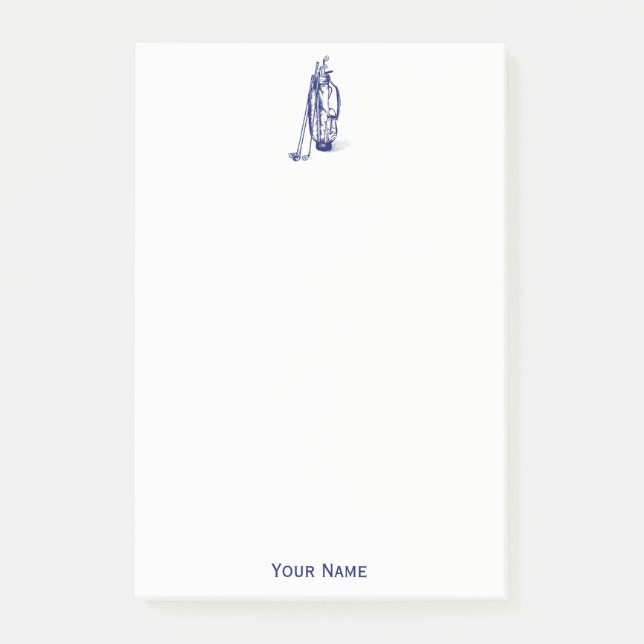 Golf Bag Golf Clubs Blue Post-it Klebezettel (Vorderseite)