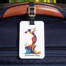 Golf Bag Tag, Lady Silhouette, bunt, elegant Gepäckanhänger