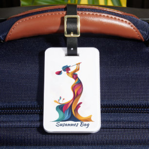 Golf Bag Tag, Lady Silhouette, bunt, elegant Gepäckanhänger