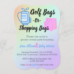 Golf Bags oder Shopping Bags Gender-Enthüllung ein Einladung