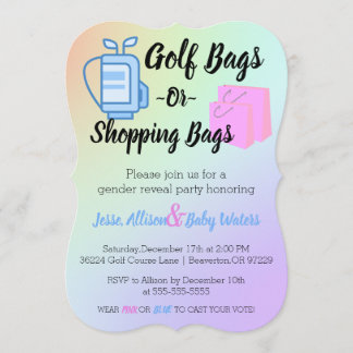 Golf Bags oder Shopping Bags Gender-Enthüllung ein Einladung