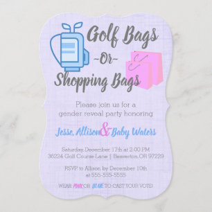Golf Bags oder Shopping Bags Gender-Enthüllung ein Einladung