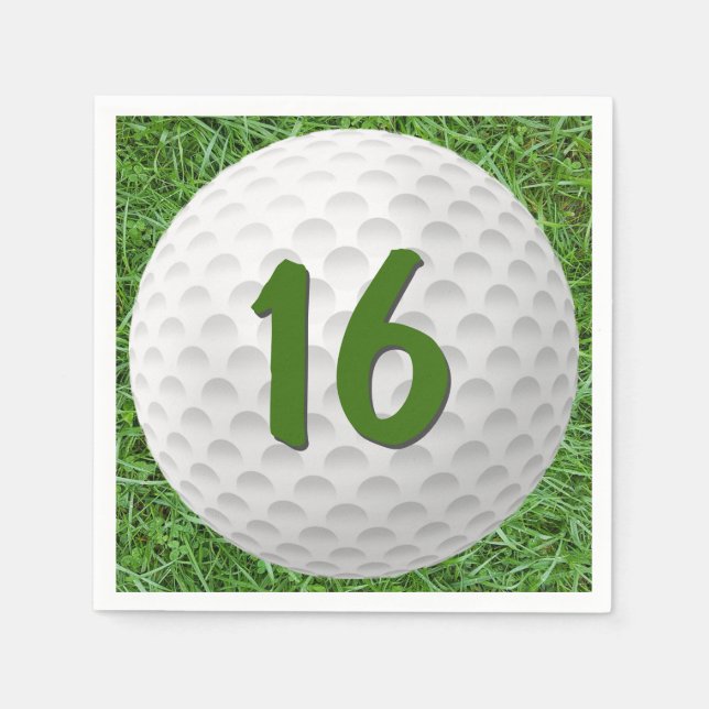 Golf Ball 16. Geburtstag Napkins Serviette (Vorderseite)