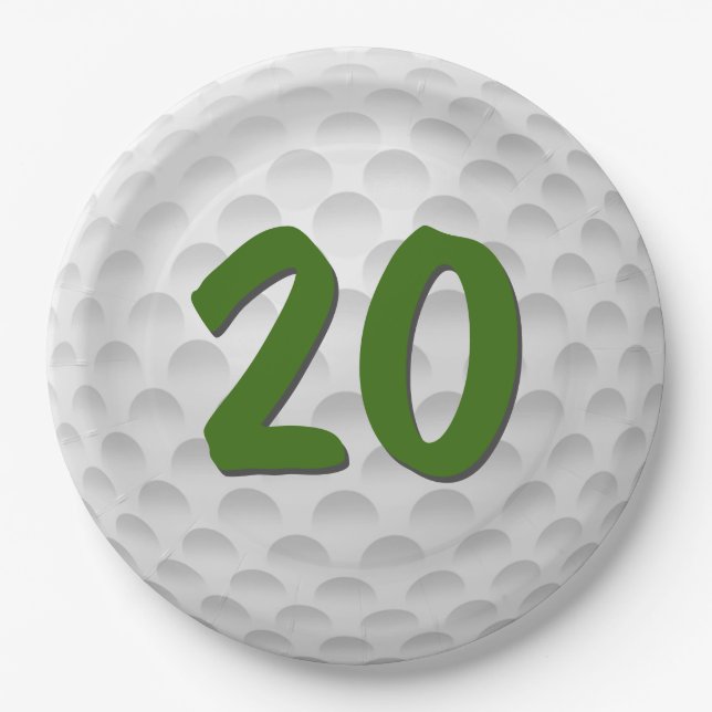 Golf Ball 20. Geburtstag Papierplatte Pappteller (Vorderseite)