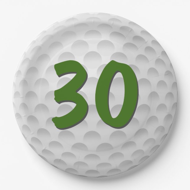 Golf Ball 30. Geburtstag Papierplatte Pappteller (Vorderseite)