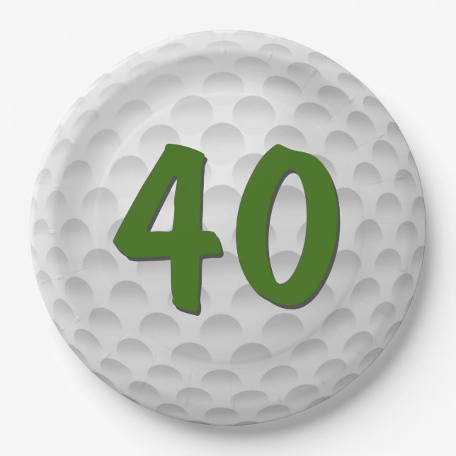 Golf Ball 40. Geburtstag Papierplatte Pappteller (Vorderseite)