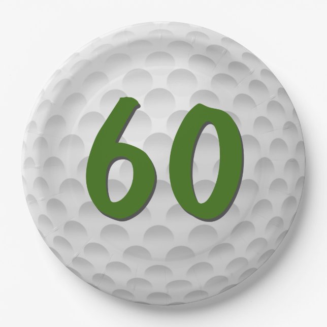 Golf Ball 60. Geburtstag Papierplatte Pappteller (Vorderseite)
