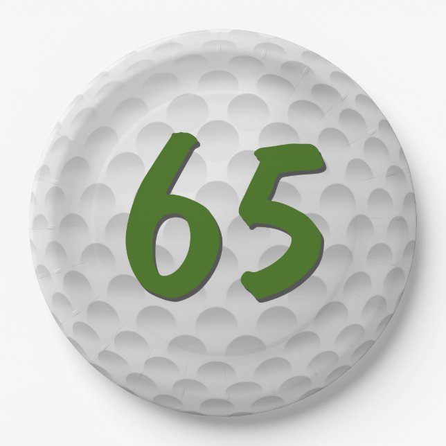 Golf Ball 65. Geburtstag Papiertafel Pappteller (Vorderseite)