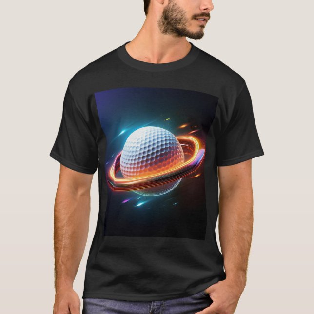 Golf Ball als Saturn Planet T-Shirt (Vorderseite)