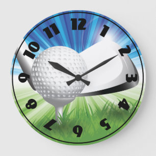Golf Ball and Tee Clock Große Wanduhr