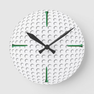 Golf ball and tee runde wanduhr